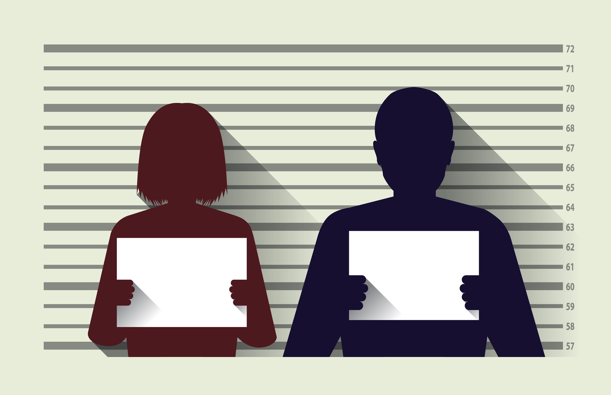 Police criminal record with man and woman , flat design