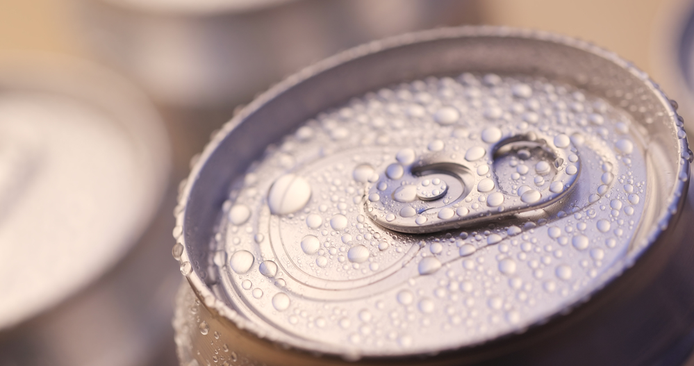 Water droplet on beer can