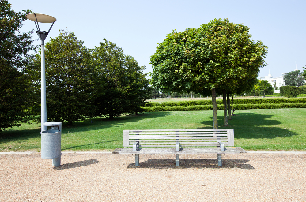 Wooden bench in London Park