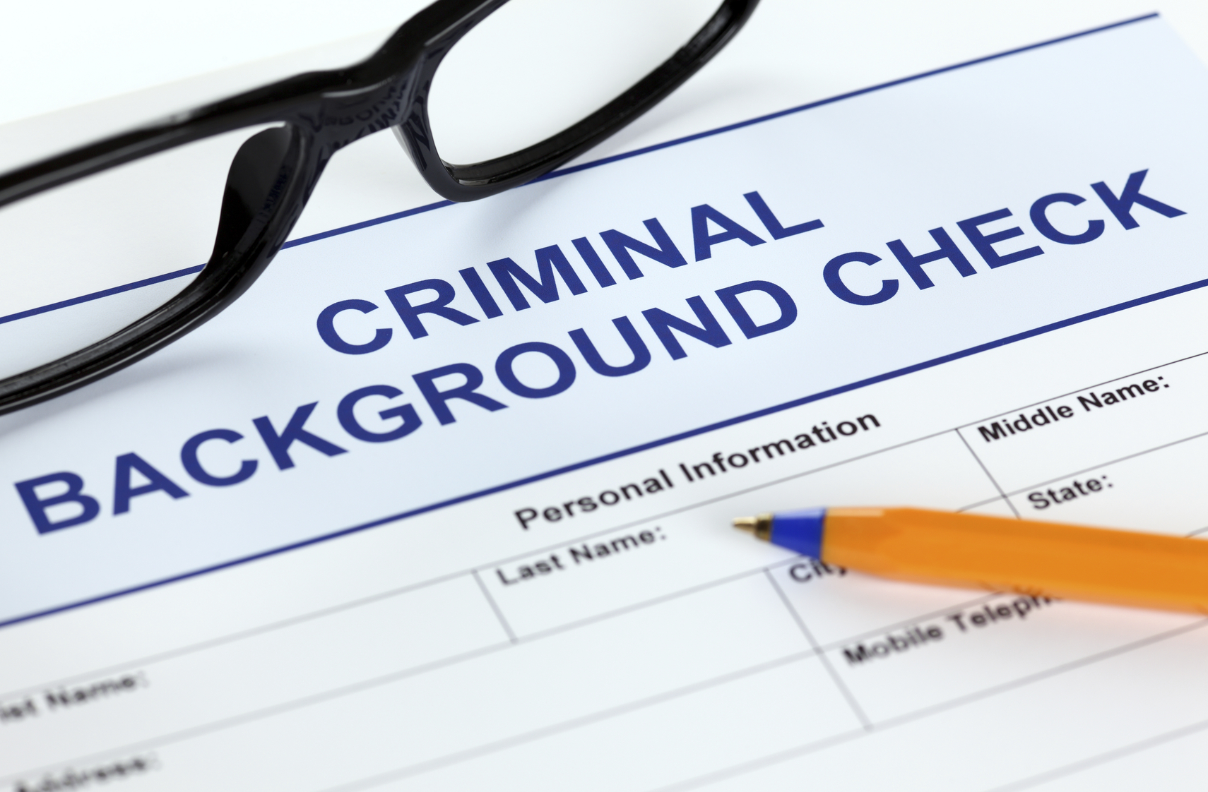 Criminal background check application form