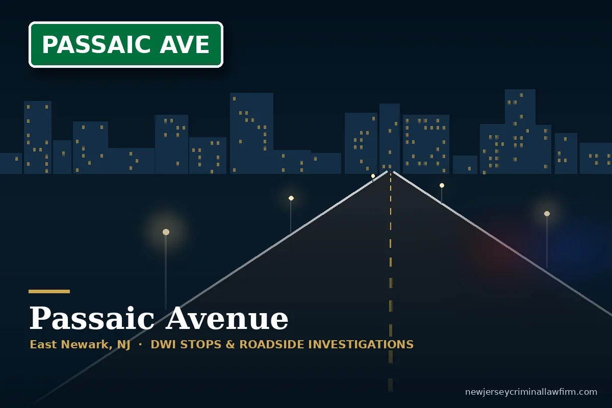 Passaic Avenue in East Newark, NJ — DWI stops and roadside investigations
